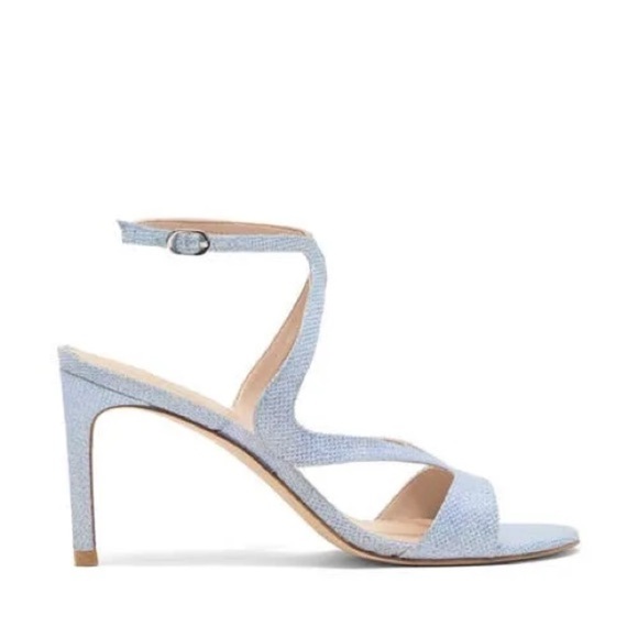 Stuart Weitzman Mariposa 80 Open Toe Sandals Metallic Periwinkle Size 9.5 - Picture 1 of 8
